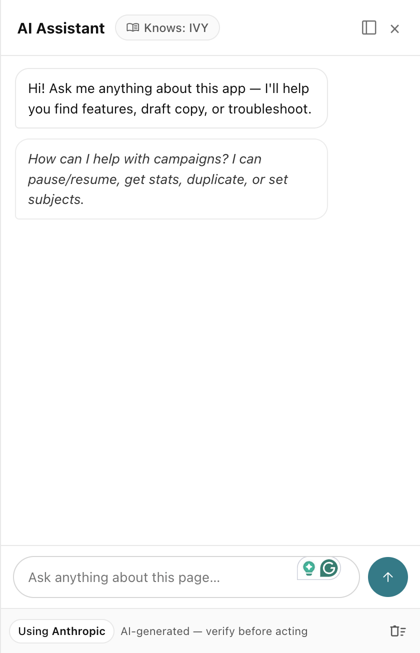 The Flint chatbox open in AcelleMail
