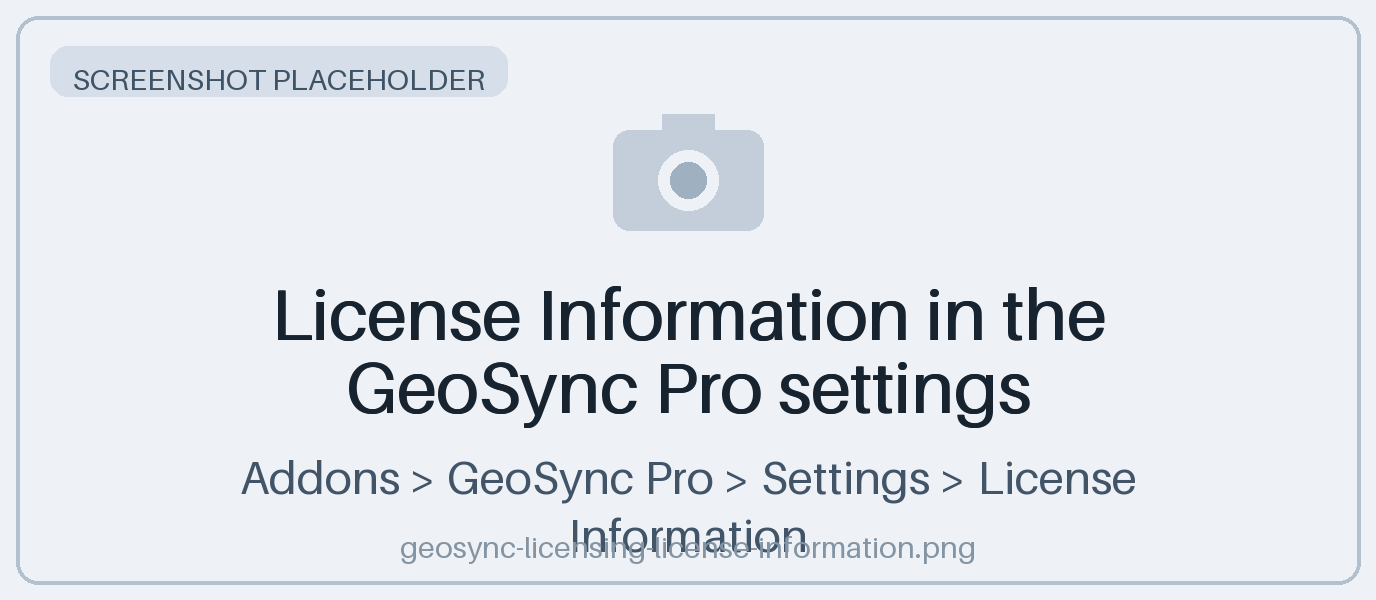 License Information in the GeoSync Pro settings