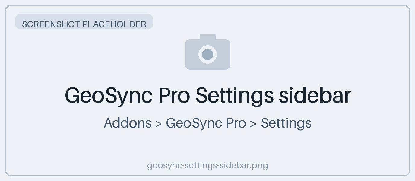 GeoSync Pro Settings sidebar