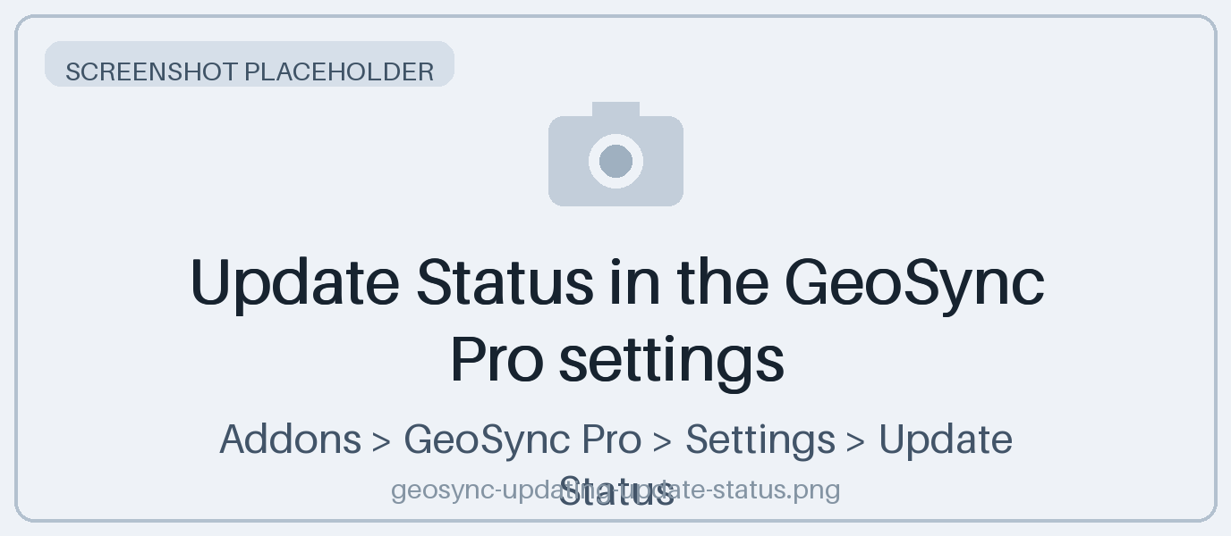 Update Status in the GeoSync Pro settings