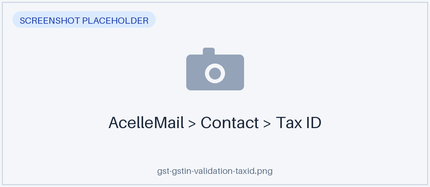 The Tax ID field on the AcelleMail contact page