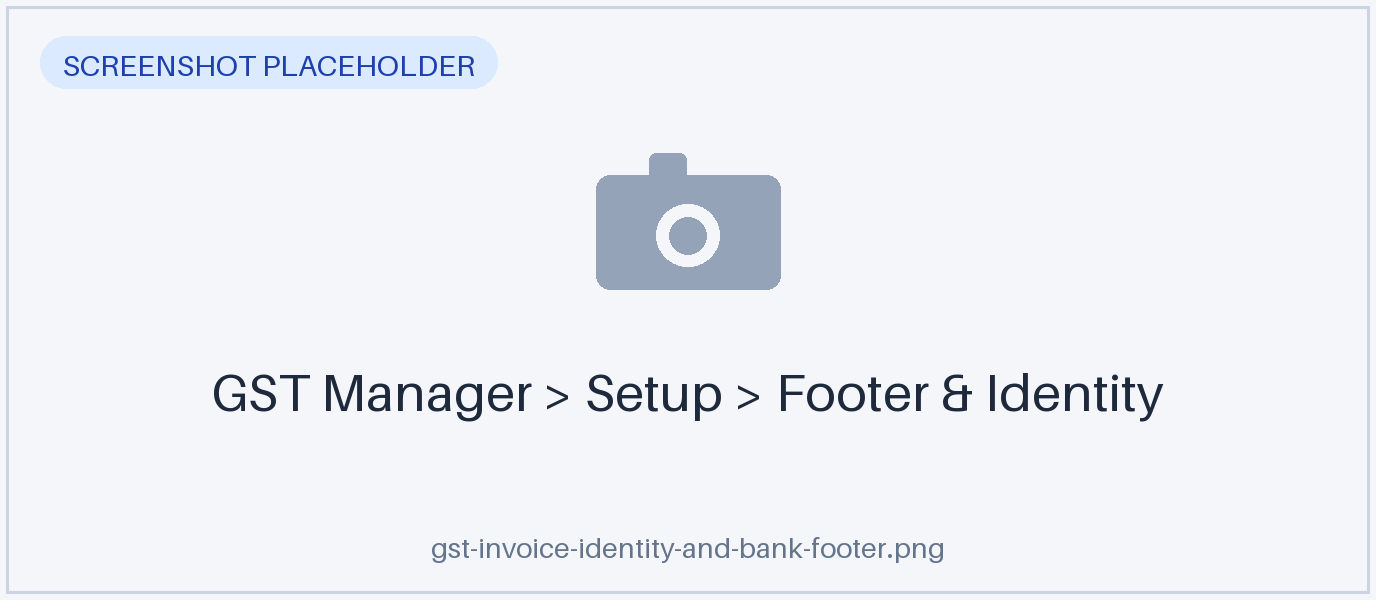 The Footer & Identity setup screen