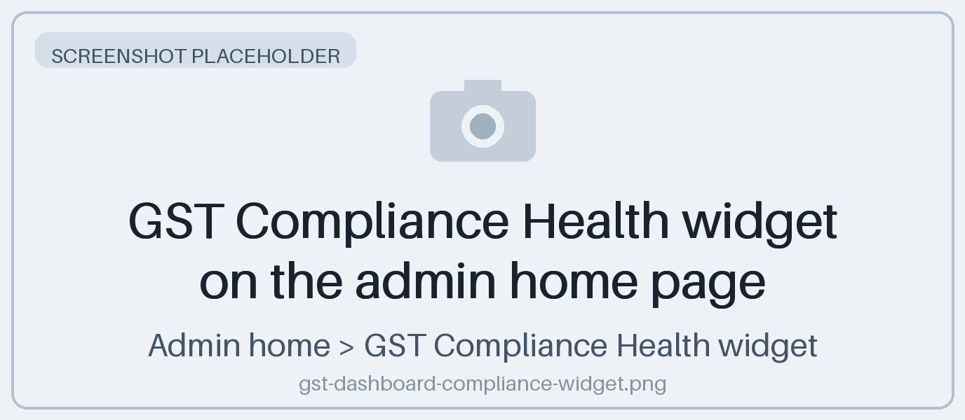 GST Compliance Health widget on the admin home page