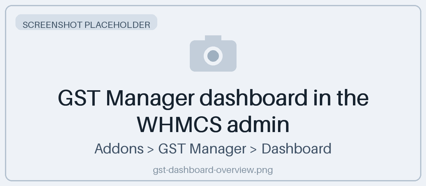 GST Manager dashboard in the WHMCS admin