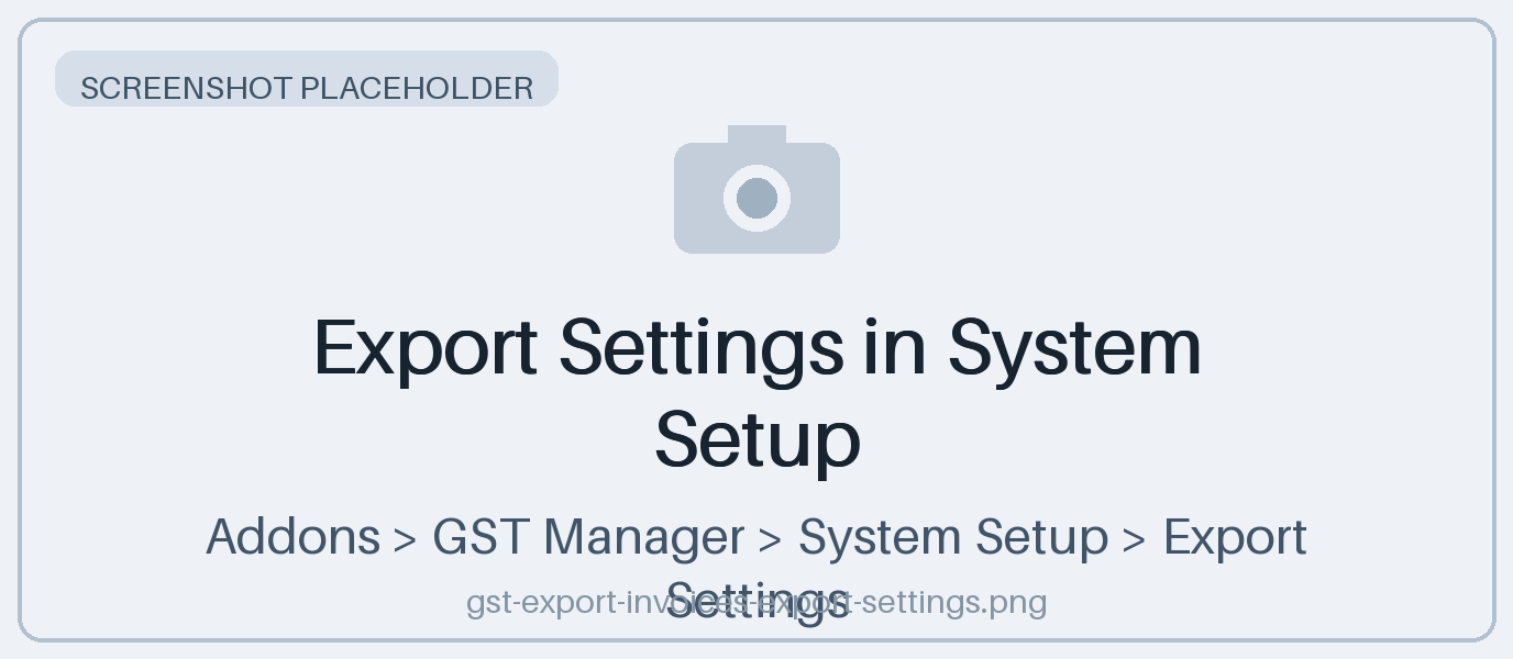 Export Settings in System Setup