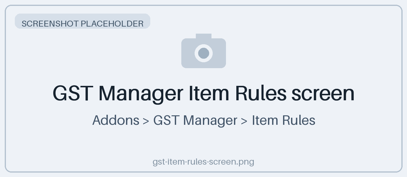 GST Manager Item Rules screen
