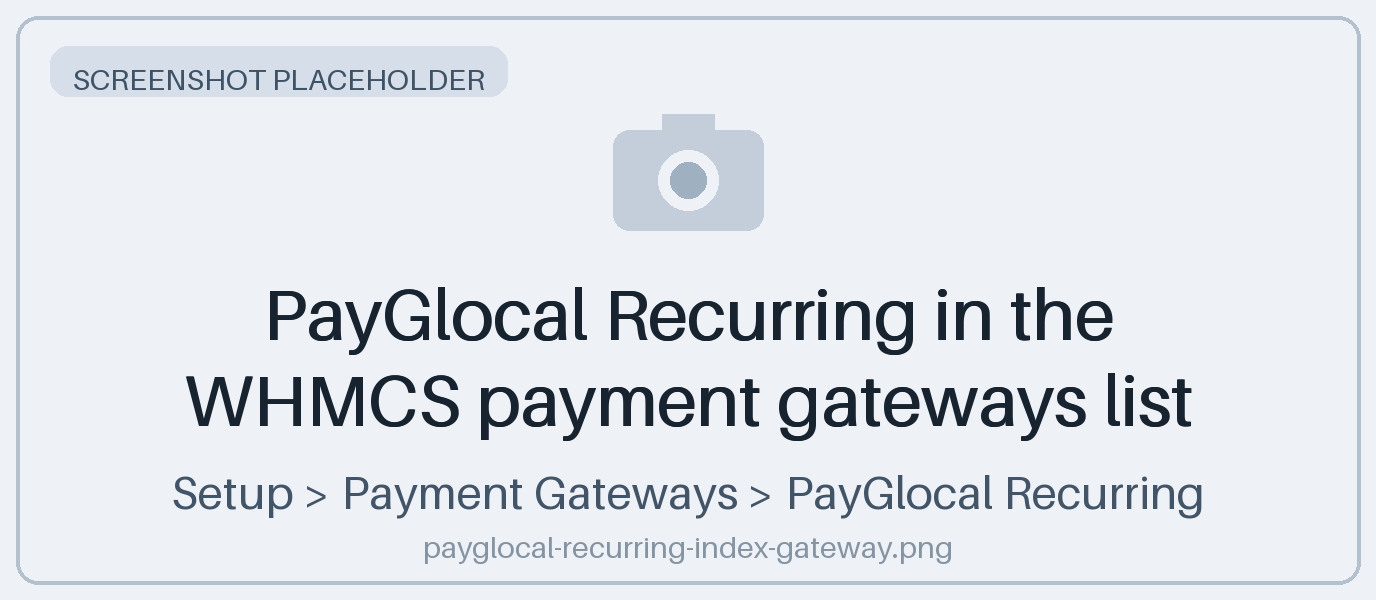 PayGlocal Recurring in the WHMCS payment gateways list