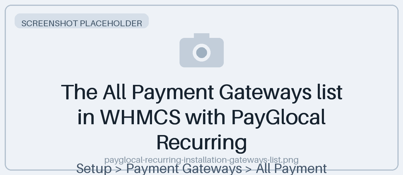 The All Payment Gateways list in WHMCS with PayGlocal Recurring