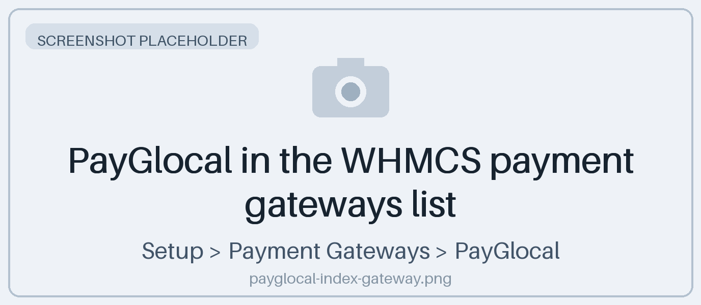 PayGlocal in the WHMCS payment gateways list