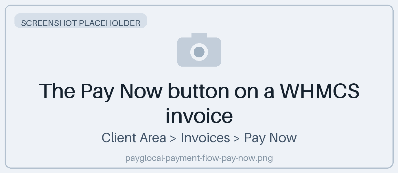 The Pay Now button on a WHMCS invoice