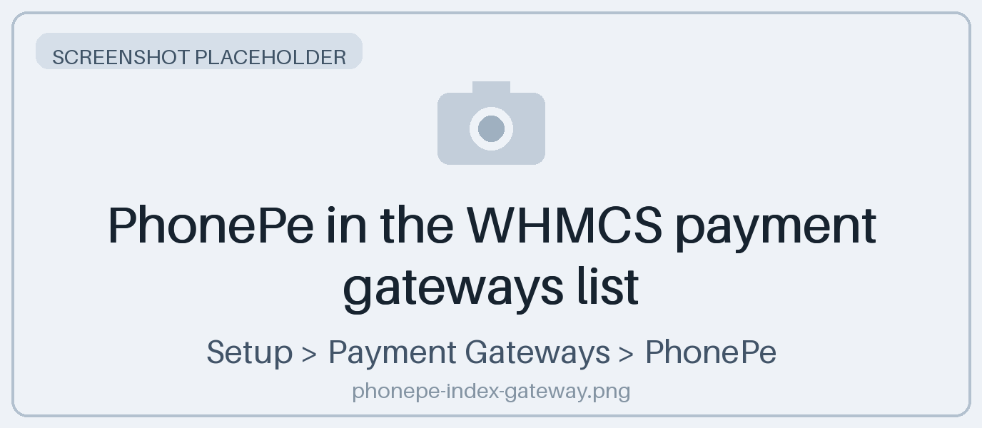 PhonePe in the WHMCS payment gateways list