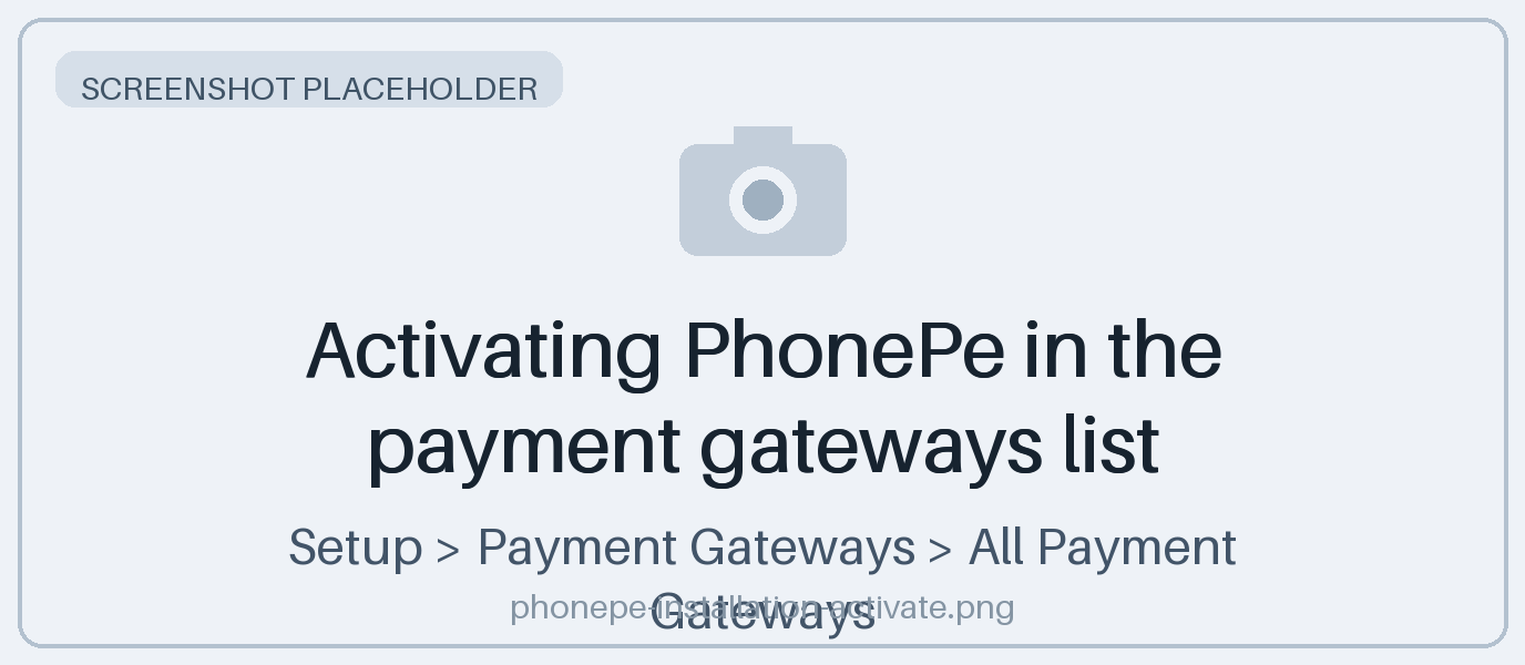 Activating PhonePe in the payment gateways list
