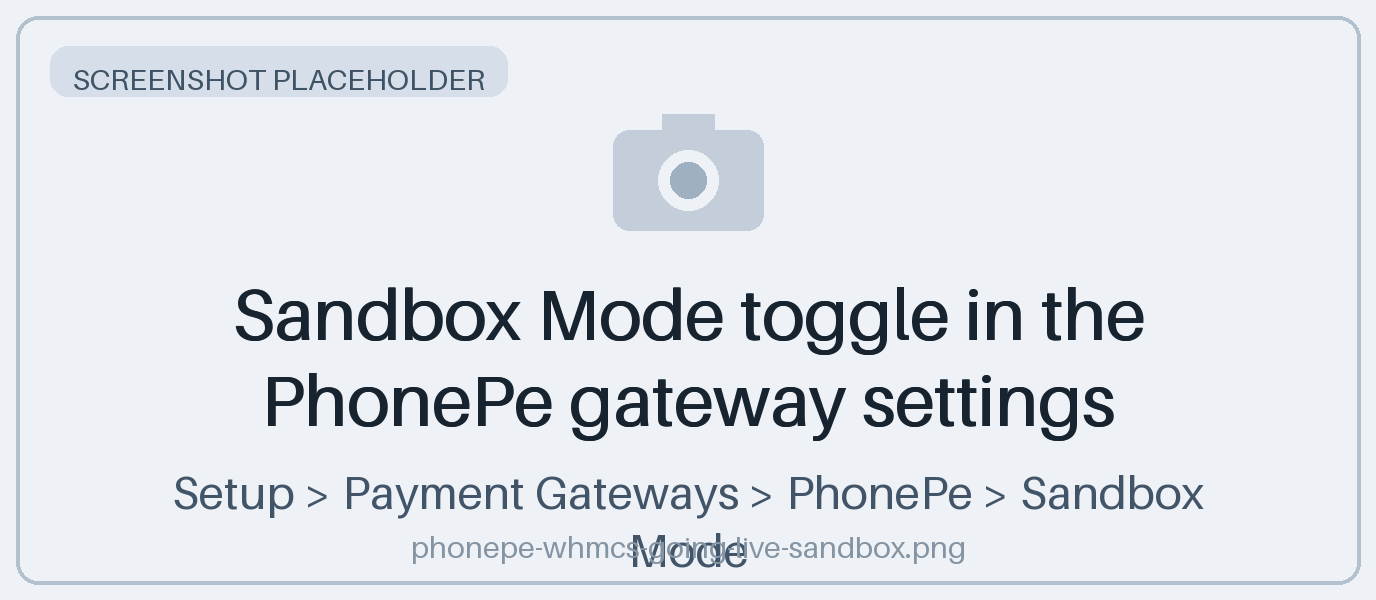 Sandbox Mode toggle in the PhonePe gateway settings