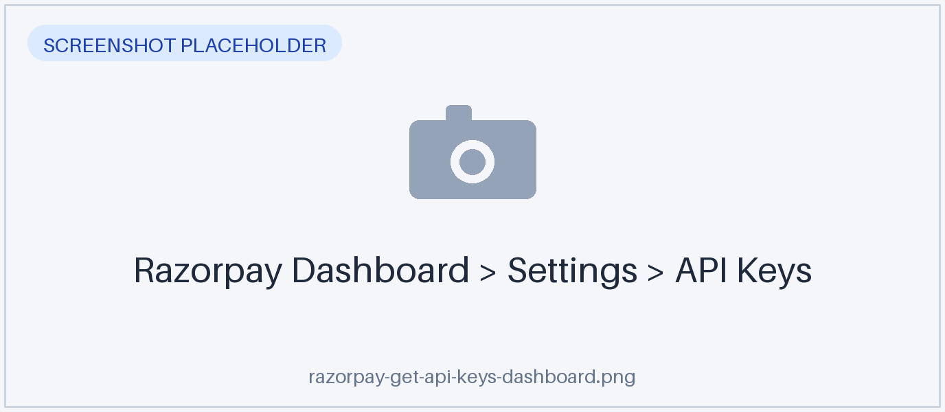 Razorpay Dashboard API Keys screen
