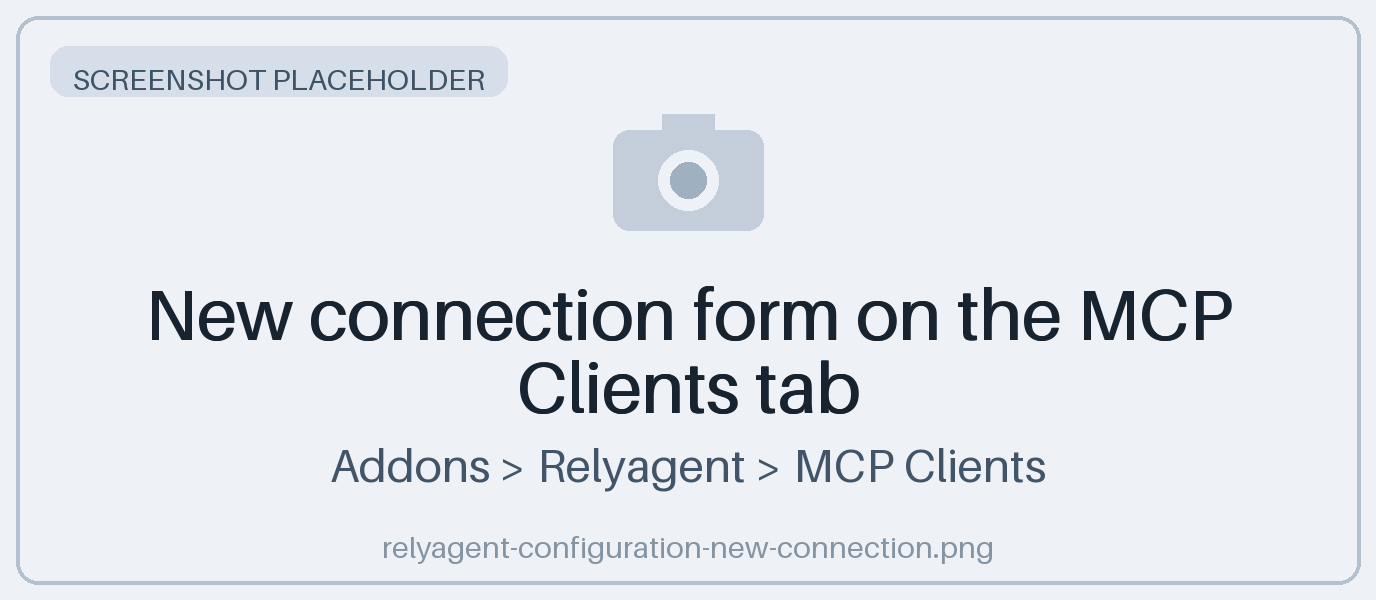 New connection form on the MCP Clients tab