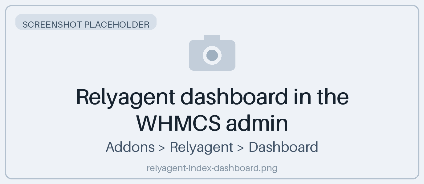 Relyagent dashboard in the WHMCS admin