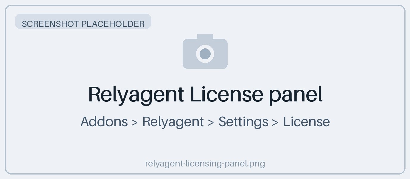 Relyagent License panel