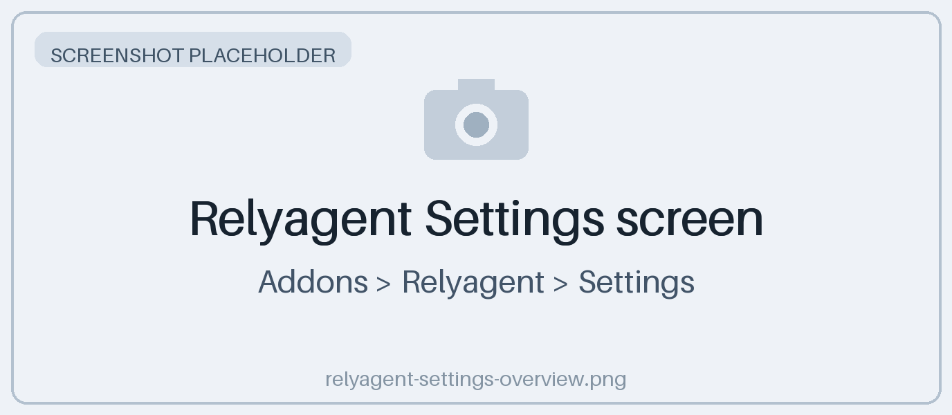 Relyagent Settings screen