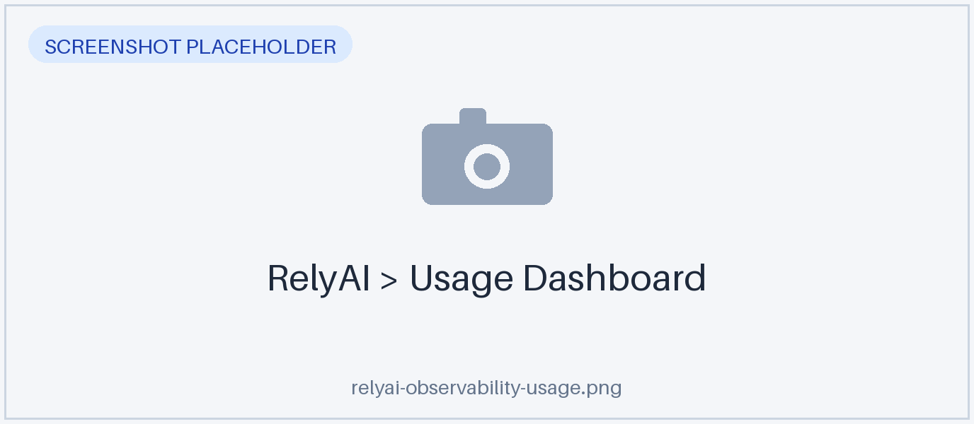 The RelyAI usage dashboard