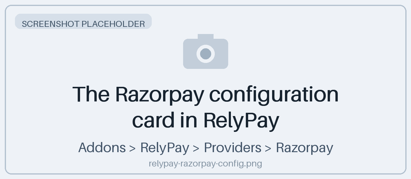 The Razorpay configuration card in RelyPay