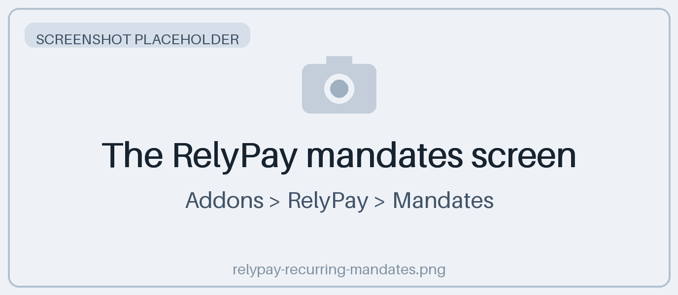 The RelyPay mandates screen