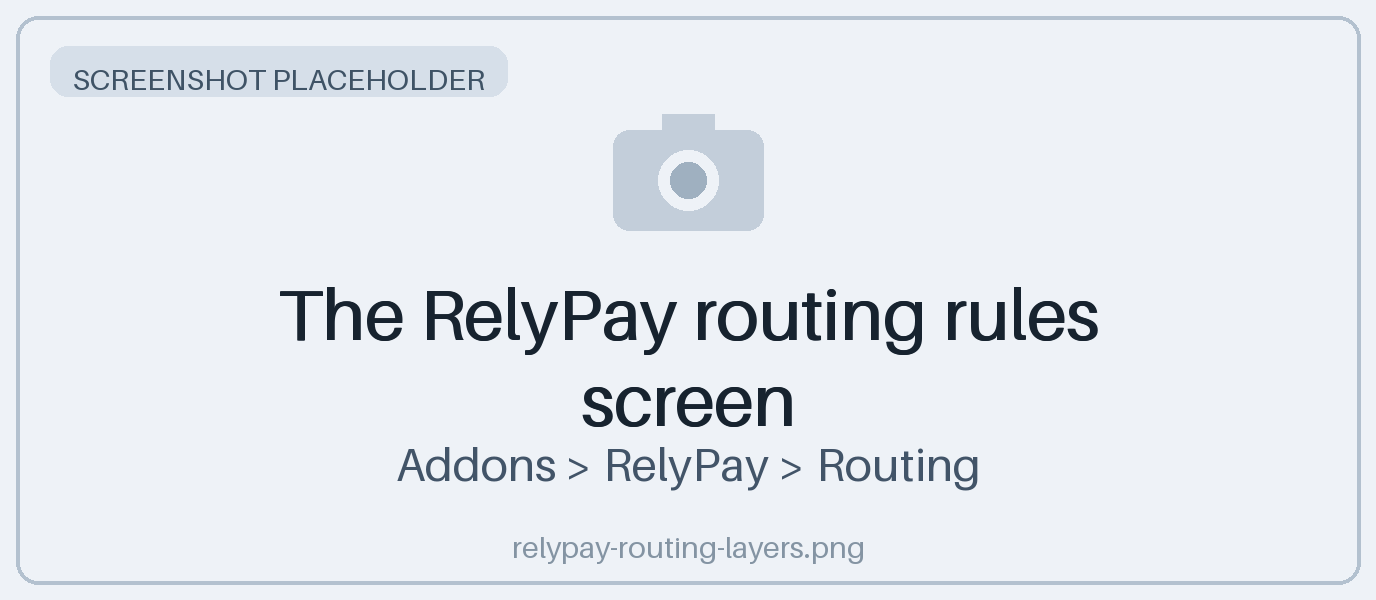 The RelyPay routing rules screen