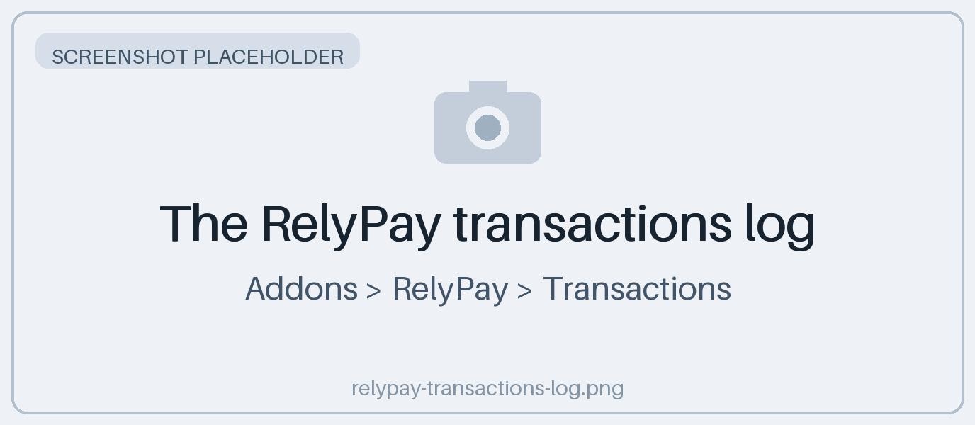 The RelyPay transactions log