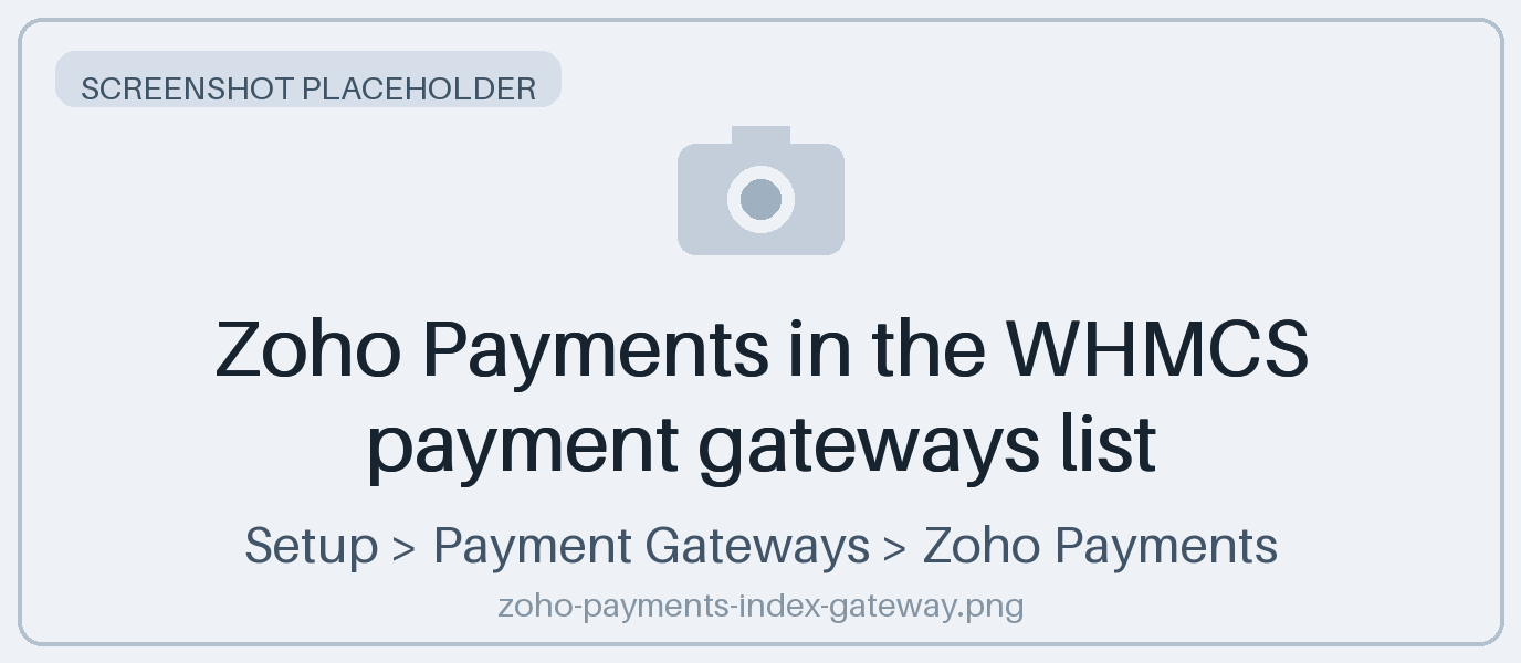 Zoho Payments in the WHMCS payment gateways list