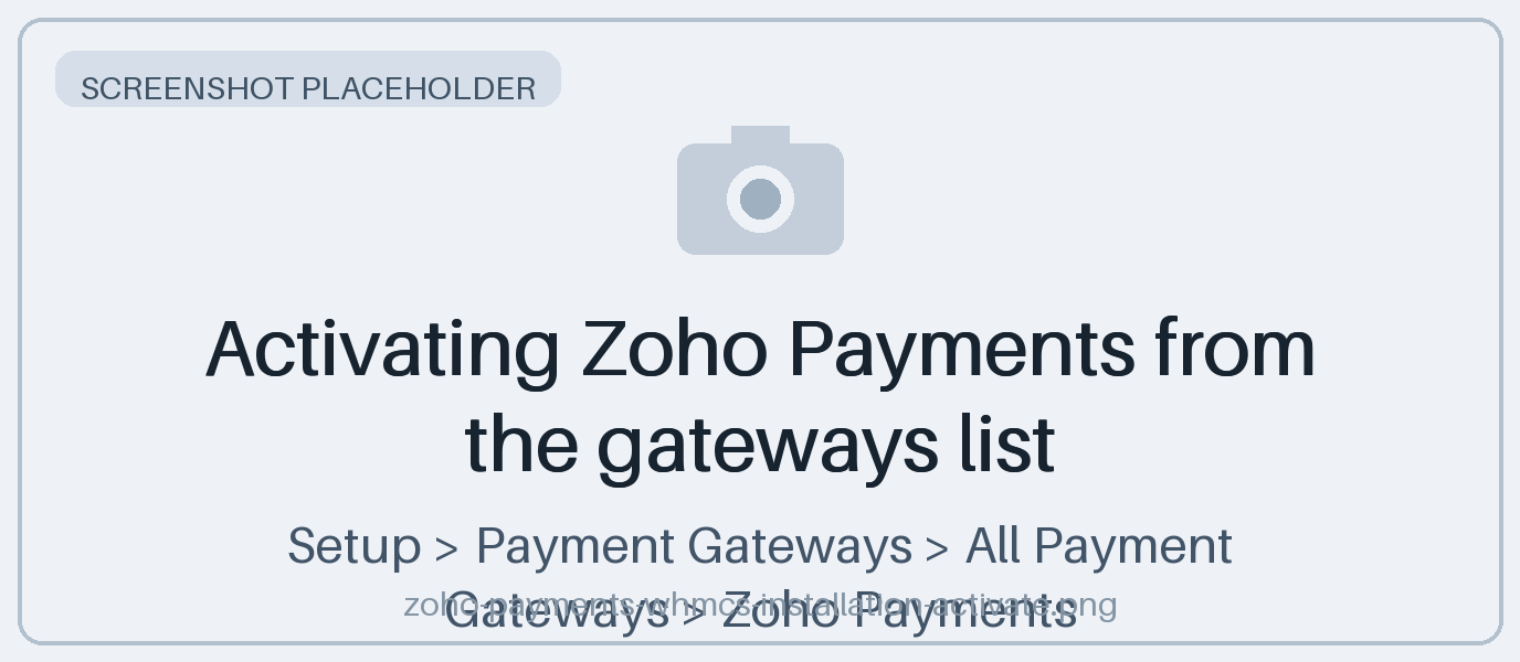Activating Zoho Payments from the gateways list